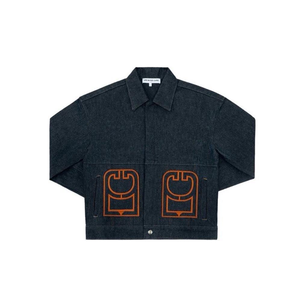 Les Bons Gars denim jacket Embroidered Dark XS